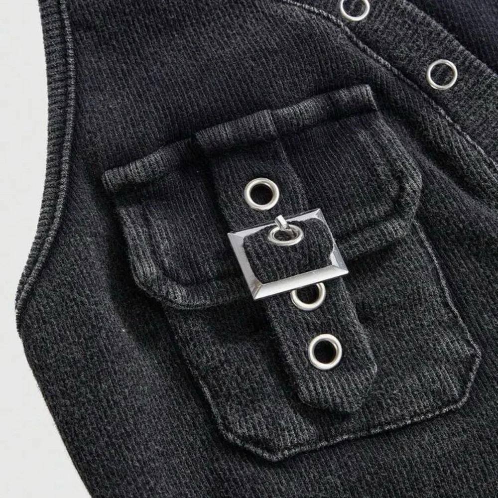 ROMWE Charcoal V-Neck Bodycon Mini Dress | Grommet Detail | NWT | Size XS - Picture 3 of 5